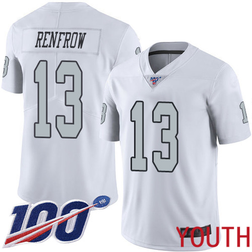 Oakland Raiders Limited White Youth Hunter Renfrow Jersey NFL Football #13 100th Season Rush Vapor Jersey